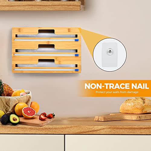 Plastic Wrap Dispenser with Cutter 3 in 1 Kitchen Drawer Organizer for