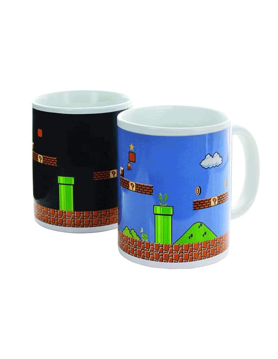 Paladone Nintendo Super Mario Heat Change Mug - Officially Licensed, Add Hot Beverage to Reveal Mario Level Screen, Colour & Design Changes When Hot, Novelty Gift for Retro Gamers, 300ml (10 fl oz)