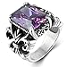 BOHO Jewelry Men's Crystal Vintage Stainelss Steel Elegant Cz Ring Black Silver 11