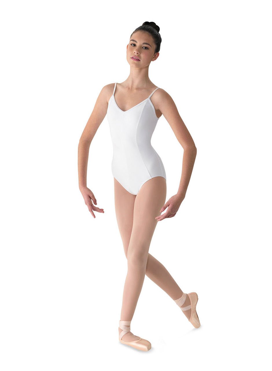 Photo 1 of Mirella Women's Princess Seam V-Front Camisole Dance Leotard,White,Large