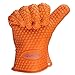 Silicone Oven Mitts - IQUALITE BBQ Grill Heat Resistant Kitchen Oven Glove Potholder - 1 Pair ( Orange )