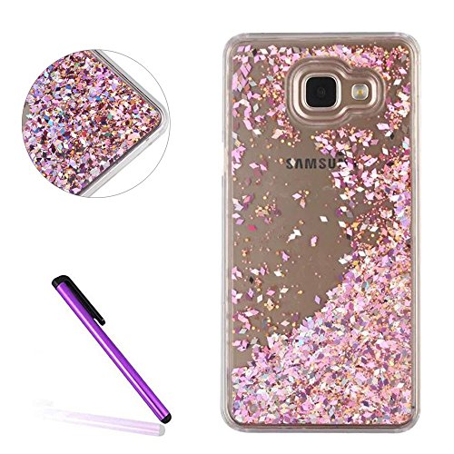 Samsung Galaxy A5 2016 Case,LEECO Galaxy A510 Case 3D Glitter Flowing Liquid Floating Moving Hard Protective Case Cover for Samsung Galaxy A5 2016 (A510) diamond Pink