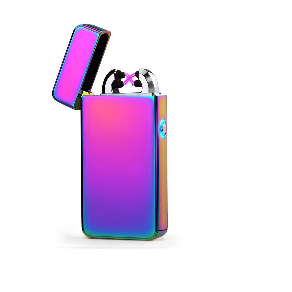 Electric Lighter,USB Lighter Gift Matal Body Double Electronic Arc Cigarette Lighter Outdaoor Windproof No Gas