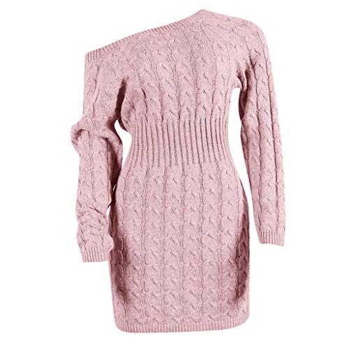 Vestiti-in-Maglia-Donna-Eleganti-Mini-Abiti-Sexy-Donne-Invernale-Lavorato-Casual-Maglietta-a-Manica-Lunga-Vestito-Vintage-Moda-Abbigliamento-Maglioni-Lunghi-Classico-Vestito-Collo-Alto