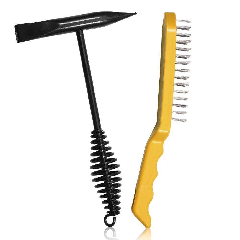 SPEEDWOX Welding Hammer and Brush 10-1/2 Inch Welding Chipping Hammer with Coil Spring Handle Wire Scratch Brush Welding Cleansing Tool
