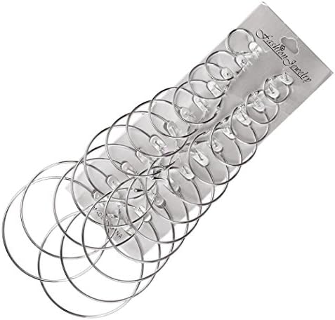 Hip Hop Rock and Roll Silver Gold Big Circle Anisometric Hoop Earrings Steampunk Ear Clip For Women Gilrs (Silver 12 Pairs)