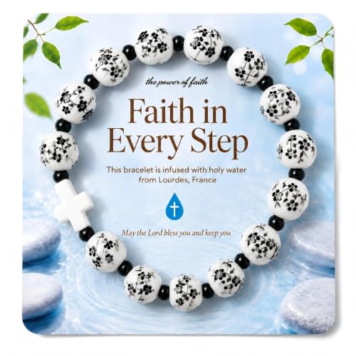 Dulovkpt Cross Bracelet for Men-10MM Ceramics Holy Water Beaded Bracelets at Amazon