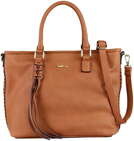 Concealed Carry Purse - YKK Locking Kristil Tassel Gun Tote by Lady Conceal (Cognac)