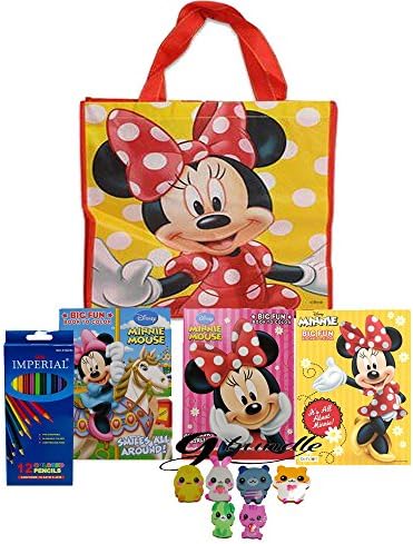 Disney Minnie Mouse Coloring Book 3 pack G Bundle (Assorted Titles) Minnie Mouse Boutique Tote Bag