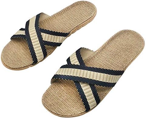 Wazaza 18 室内履き替え ルームシューズ サンダル スリッパ 麻が呼吸するスリッパ お洒落で快適 リネンスリッパ ベーシック ボーダー 室内 麻 来客用