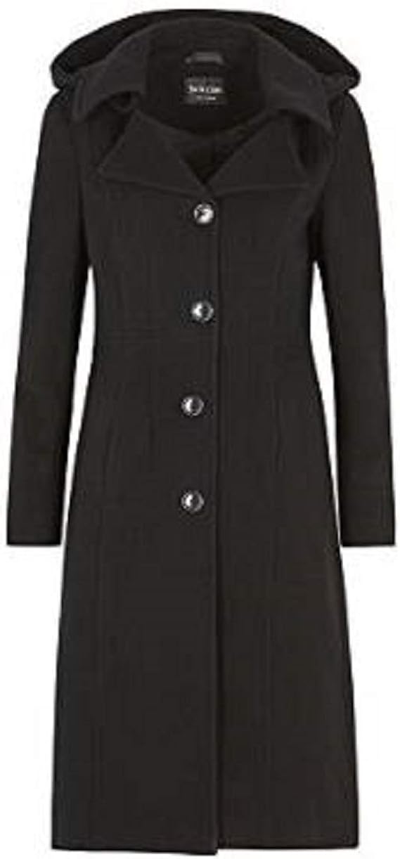 De la Crème AnastasiaBlack Womens Winter Cashmere Hooded Coat Size 14