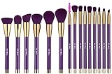 Makeup Brushes BS-MALL Synthetic Makeup Brush Set Eyelash Foundation Blending Blush Eyeliner Face Powder Makeup brushes(15 PCS,Golden Purple)