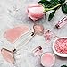 Jade Roller - Rose Quartz Roller and Gua Sha wth Premium Glass Handle - Facial Face Roller and Massager - Slimming, Firming, and Removes Wrinkles