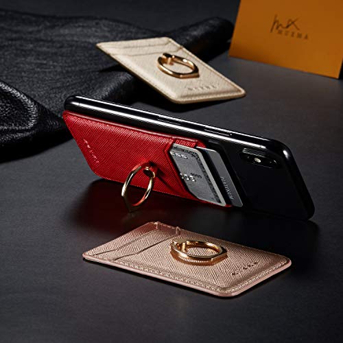 Phone Card Holder with Ring Grip for Back of Phone,Adhesive Stick-on Credit Card Wallet Pocket for iPhone,Android and Smartphones,Rosegold - Thumbnail 4