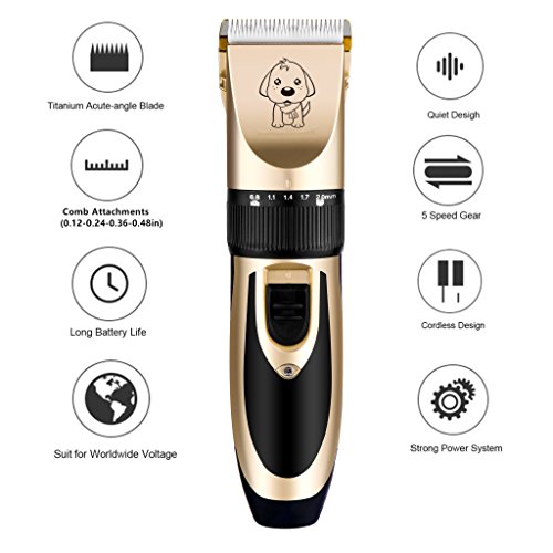 image for Kuso Professional Pet Clippers, Low Noise Dog Clippers Rechargeable Co