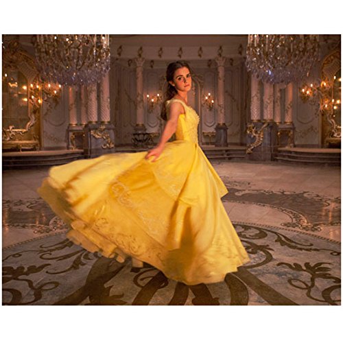 Beauty And The Beast 2017 8 Inch X10 Inch Photo Emma Watson In Yellow Dress Dancing On Ballroom Floor Kn