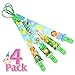 Premium Pacifier Clips by KiddosArt. Set Of 4, 2-Sided Of JUNGLE THEME Art, Stunningly Designed Pacifier Holder, Pacifier Leash, Baby Pacifier Clips for Girls and Boys.