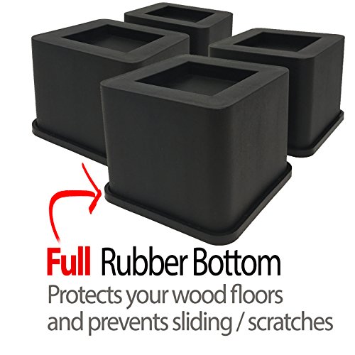 iPrimio Bed Risers Square, 3 Inch Lift, Heavy Duty, 4 Pack, Up to