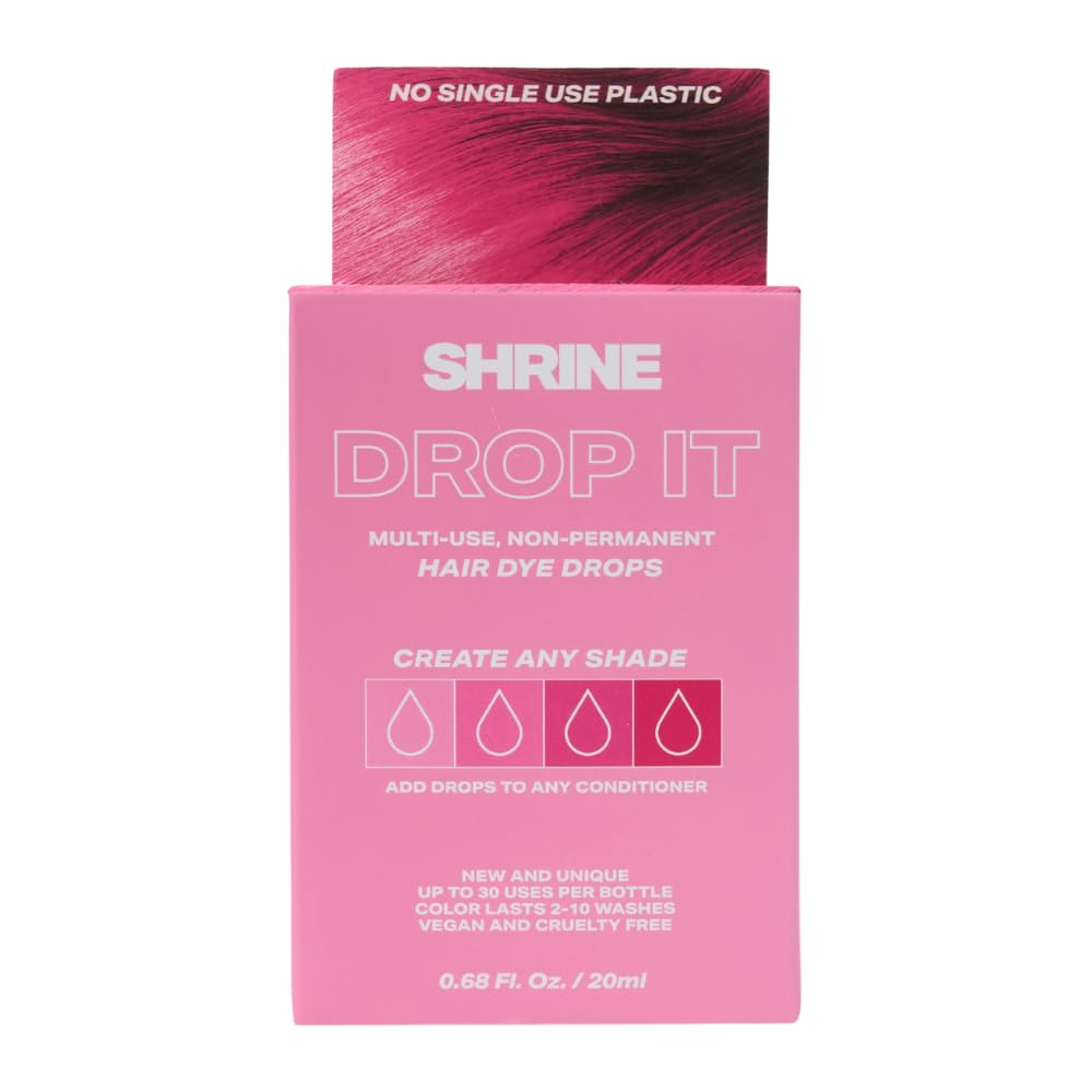 Shrine Drop It PINK Hair Dye Drops | Semi-Permanent Vegan Customisable Hair Colour | Mix with Conditioner | Cruelty-Free Temporary Hair Dye