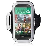 HTC One M8 Case, Shocksock [Reflective] [Black] HTC One M8 Armband, Sports Gym Bike Cycle Jogging Armband with Dual Arm-Size Slots and Key Pocket Custom Made for HTC One M8 - Black
