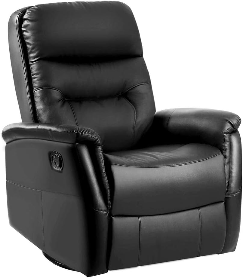 Keyobesa Leather Recliner, Waterproof Comfortable Adjustable Angle Reclining Lounge Armchair High Back Chair Manual Switch Shaking Freely Lounger for Gaming