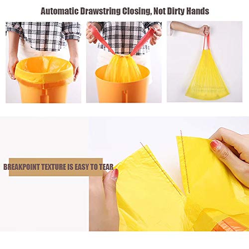 8 Gallon Drawstring Trash Bags,WanJiaXinHui Colorful Yellow Medium Kitchen Garbage Bags,Extra Strong Rubbish Bags for Home,Office,Car(90counts/6rolls) - Thumbnail 5