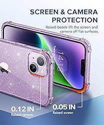 BERFY for iPhone 14 Case Glitter, with 2X Screen