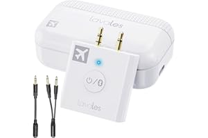 Bluetooth Wireless Audio Transmitter to 2 Headphones, in-Flight Bluetooth 5.3 Audio Adapter for 3.5mm Jack for Airplanes, apt