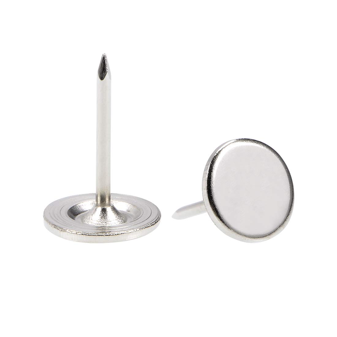 sourcing map Upholstery Nails Tacks 11mmx17mm Flat Head Furniture Nails Pins Silver Tone for Furniture Sofa Headboards, 50 Pcs