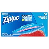 Ziploc Freezer Bags, Double Protection with Easy Open Tabs, Quart, 38 Count, Pack of 3 (114 Total Bags)