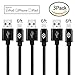 Lightning Cable, 3packs 6ft/2m USB Cable Nylon Braided Tangle-free High Speed Data Sync Charger Cord with Aluminum Connector for Apple iPhone 6/6s/5/5s/5c Plus iPad iPod iPad Air Mini (black)