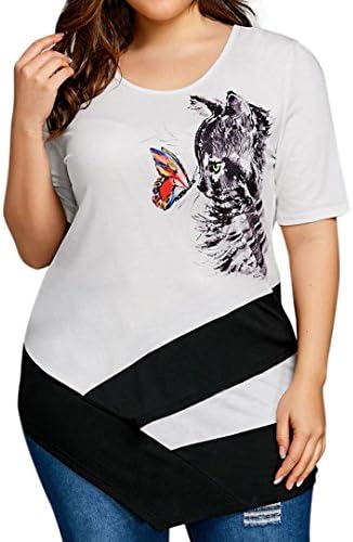 Cat Tops for Women Butterfly T-Shirt Ladies Short Sleeve Casual Tank Tops 2018 Blouse (XL, White)
