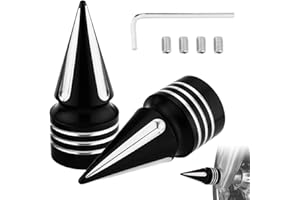 Eagwinger Front Axle Nut Covers CNC Black Chrome Caps Compatible with Harley Davidson Road Glide Sportster Softail Touring Dyna Trike Road King Iron 883 Fat Boy 2002-2024 (Spike Carved Black)