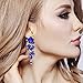 BriLove Women's Wedding Bridal Dangle Earrings Bohemian Boho Crystal Multiple Teardrop Chandelier Long Jewelry Gold-Tone Royal Blue Sapphire Color