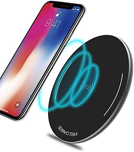 Qi Fast 10W Universal Wireless Charging Pad Aluminum Alloy Anti-Slip Strap Mat for Samsung Galaxy S8/S8+/S7 Edge/S7/Note 8/ iPhone X/ 8/ 8 Plus