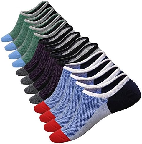 Dericeedic No Show Socks Men 6 Pairs Mens Cotton Low Cut Socks Non-Slip Grips Casual Low Cut Boat Sock Size 6-11