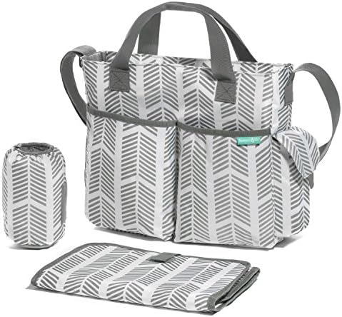 Diaper Bag/Breast Pump Tote Bag- Stylish Arrows, Functional Baby Stroller Organizer - Adjustable Stroller Strap - Eight Total Pockets - Easy to Clean - Bonus: Baby Changing Pad…