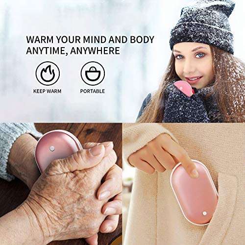 sherry Rechargeable Hand Warmers, 3 in 1 USB Hand Warmer 5200mAh USB Beverage Warmers Portable Heater Battery Hot Pocket Warmer Electric Handwarmers Pink