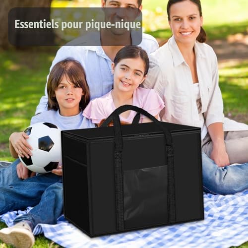 JINGTOPS Insulated Bag 50 Litres Large Foldable Car Cooler Bag for Barbecue, Camping, Picnic, Shopping, 45 x 31 x 36 cm