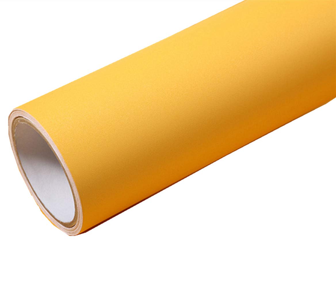 WDragon Solid Color Matte textured Vinyl Adhesive Paper Peel Stick Wallpaper Cabinet Drawer Dresser Shelf Liners Decal,40cm by 250cm (Yellow)