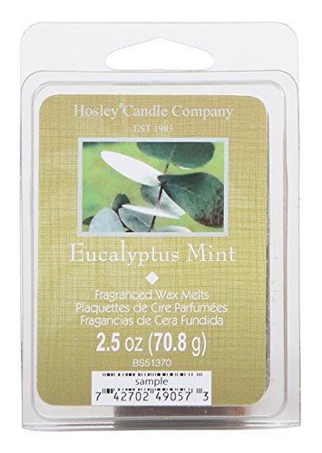 Hosley Candle Company Eucalyptus Mint Scented Wax Cubes/Melts/ Tarts - 2.5 Oz. Hand Poured Wax Infused with Essential Oils O9