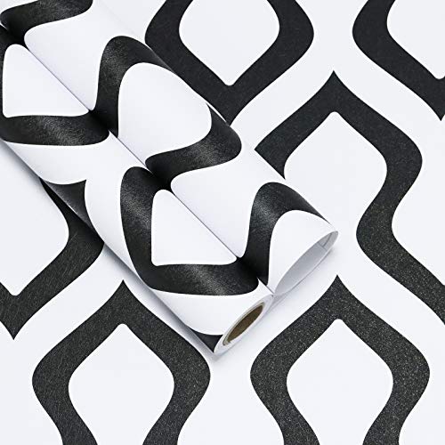 Hopepak Black Stripe Peel and Stick Wallpaper Black and White Self