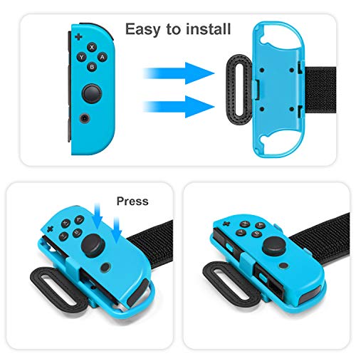 Wrist Band for Nintendo Switch Just Dance 2019 and Leg Strap for Switch Ring Fit Adventure Game, Adjustable Elastic Sport Movement Leg Fixing Strap and Wrist Dance Band for Nintendo Switch Games