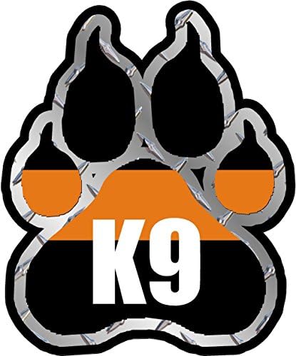 Magnet 3" SAR K-9 Paw Decal Search Rescue Dog Unit Thin Orange Line Vinyl Magnetic Sticker