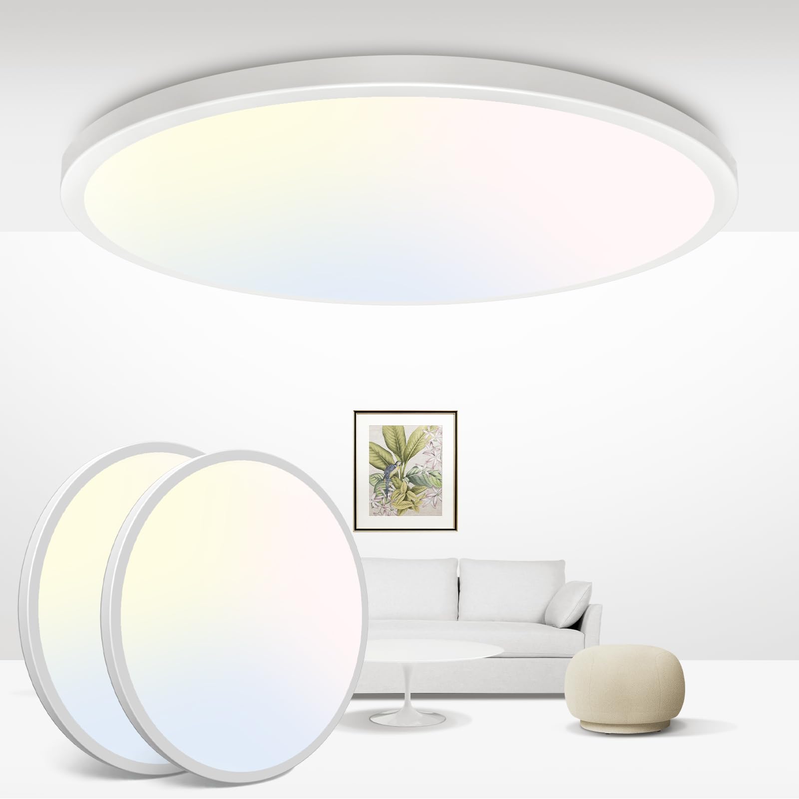 zemty 2 Pack 29W 3200LM LED Ceiling Light, 30cm Bathroom Lights Ceiling 3000K/4500K/6000K, 3 Color Temperature Round Ultra Thin for Bedroom, Bathroom, Living Room, Kitchen