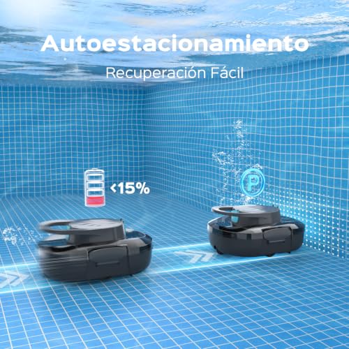 BRINBO (2026 Upgrade) S1PRO Robot Piscina, 120 Min de Limpieza, Doble Motor Robot Limpiafondos Piscina Sin Cable, Carga en 2.5h, Autoaparcable, para Piscinas de Fondo Plano 100 m², Gris Transparente