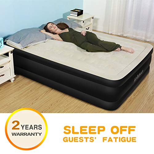 Air Mattress Queen Size Airbed - AirExpect Upgraded Inflatable Mattress Blow up Bed with Built-in Electric Pump, Elevated Raised Air Mattress Quilt Top, Height 19", Storage Bag, 2-Year Warranty - Thumbnail 2