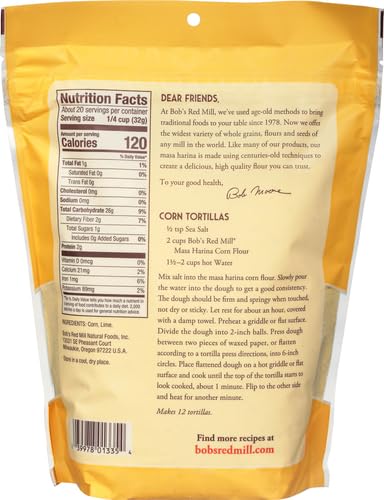 BOB’S RED MILL GOLDEN MASA HARINA CORN FLOUR, 22OZ (PACK OF 4) – VEGAN, KOSHER