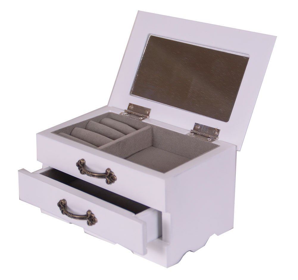 Charming House Design Wooden Jewellery Box One Drawer Case Cabinet