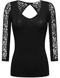THENEWNEW Womens 3/4 Sleeve Top With Lace Detail (S-3XL)